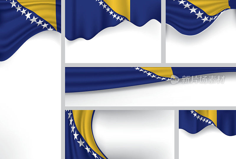 波斯尼亚和黑塞哥维那国旗，波斯尼亚颜色(矢量艺术)