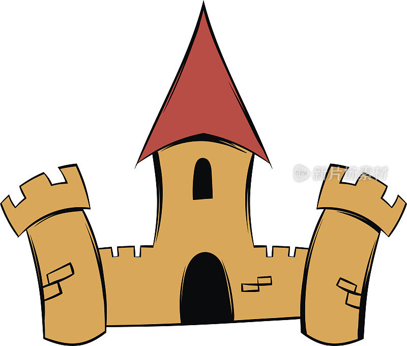 中世纪城堡要塞图标卡通