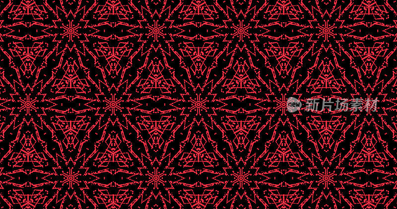 抽象红黑几何万花筒图案