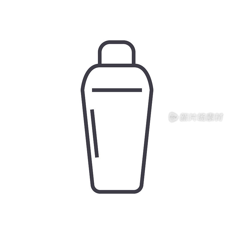 热水瓶矢量线图标，标志，背景上的插图，可编辑的笔画