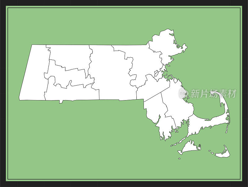 马萨诸塞州各县地图可打印
