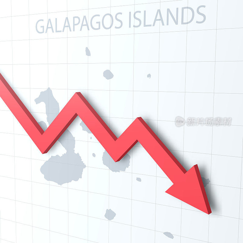 坠落的红色箭头以加拉帕戈斯群岛为背景