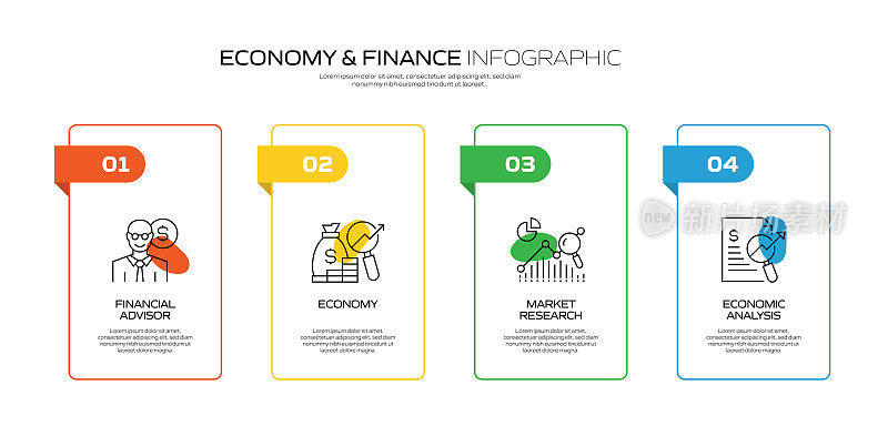 经济和金融概念信息图模板，元素和图标。简单的矢量信息图设计