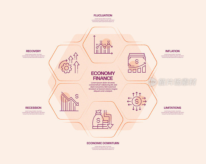 经济和金融概念信息图模板，元素和图标。简单的矢量信息图设计