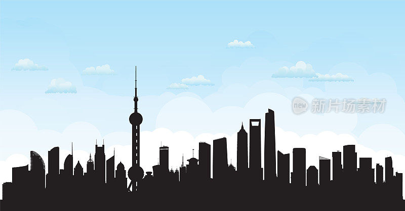 上海天际线(所有建筑都是完整的和可移动的)
