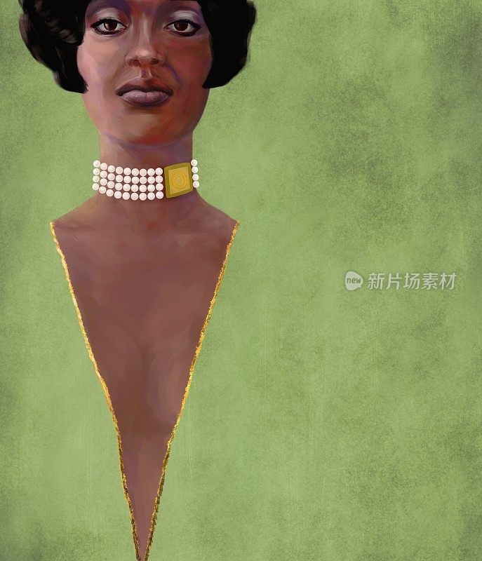 印象派风格的黑皮肤女人的肖像