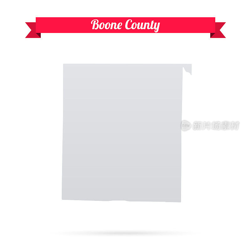 布恩县，阿肯色州。白底红旗地图