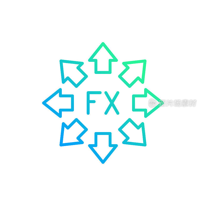 FX梯度线图标。Icon适用于网页设计、移动应用、UI、UX和GUI设计。
