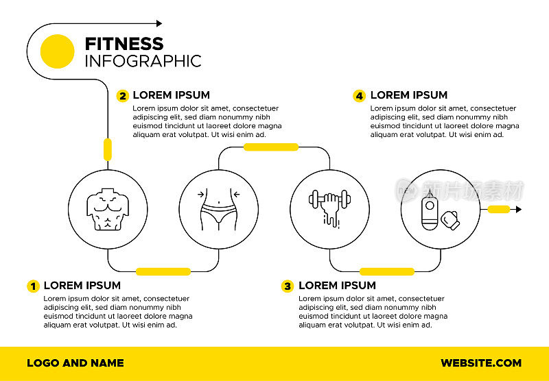 健身和锻炼信息图表模板-锻炼，锻炼，运动，有氧运动，健康