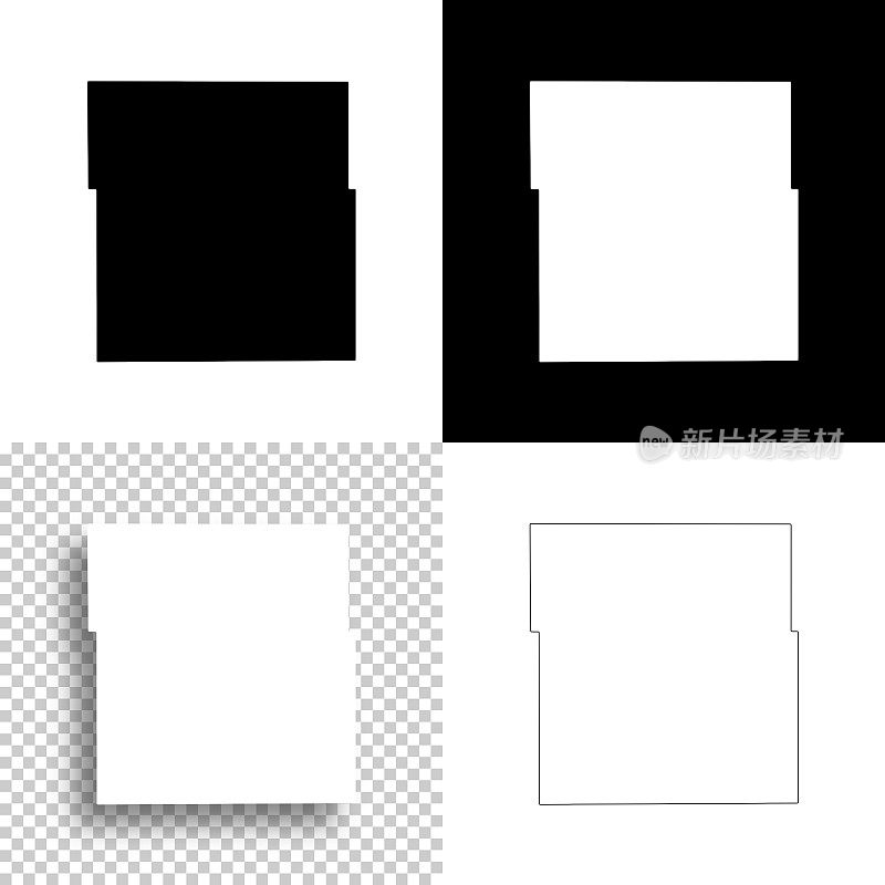 道斯县，内布拉斯加州。设计地图。空白，白色和黑色背景