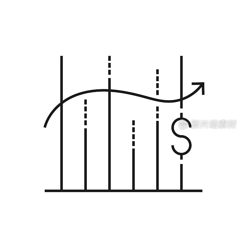 金融图表线图标矢量插图。图标设计的标志，移动应用程序，网站，用户界面，用户体验，标志，符号。