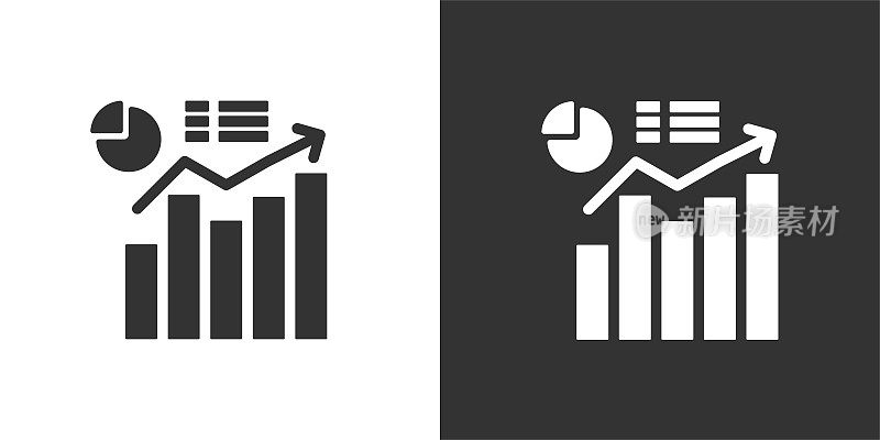 数据报表图标。固体图标，可以应用在任何地方，简单，像素完美和现代风格