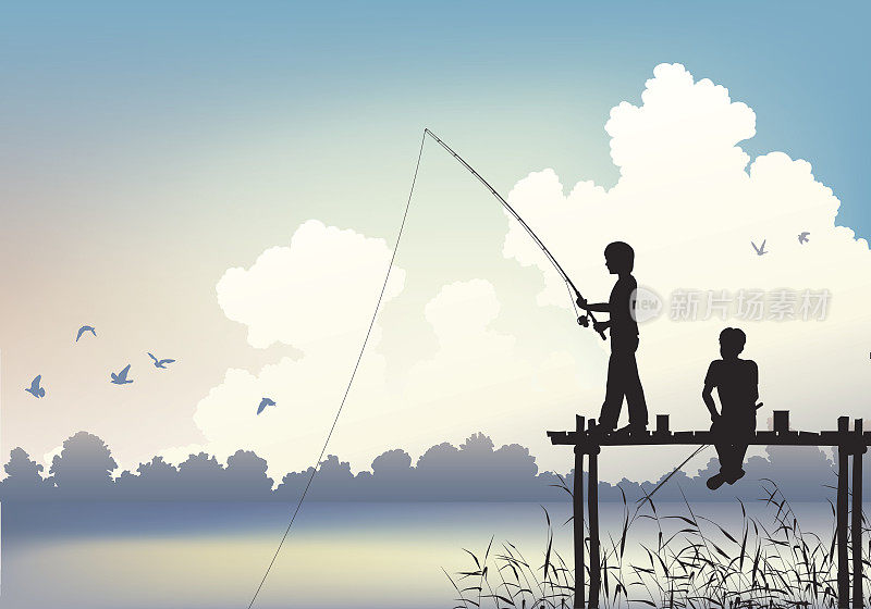钓鱼的场景