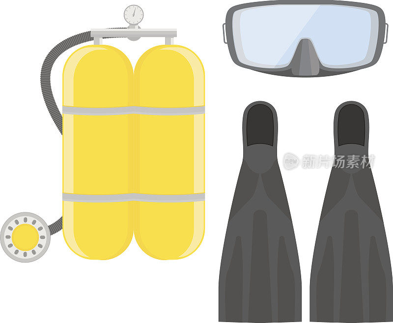 水中呼吸器。潜水组。潜水面罩和潜水管