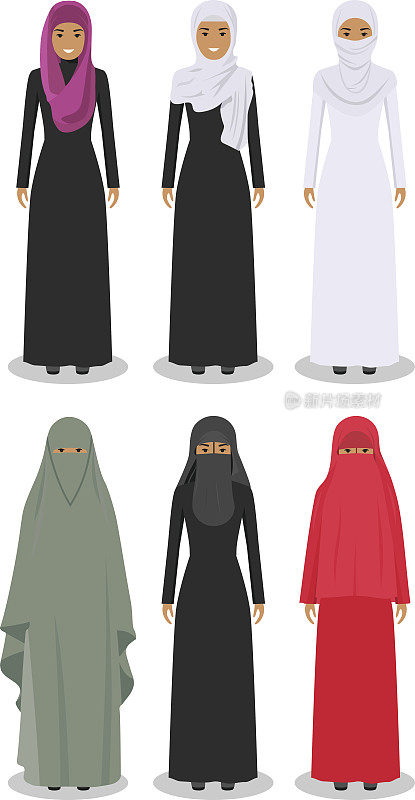 阿拉伯妇女在传统的穆斯林阿拉伯服装。