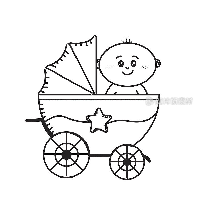 排队安全婴儿车里面有婴儿