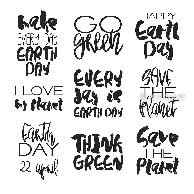 地球日概念-装饰手绘字体