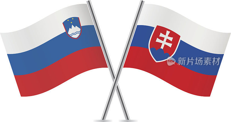 斯洛文尼亚和斯洛伐克国旗。向量。