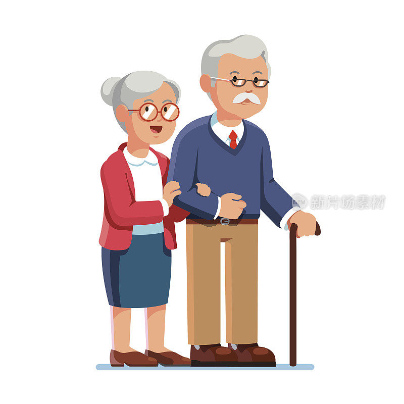 老男人和老女人站在一起