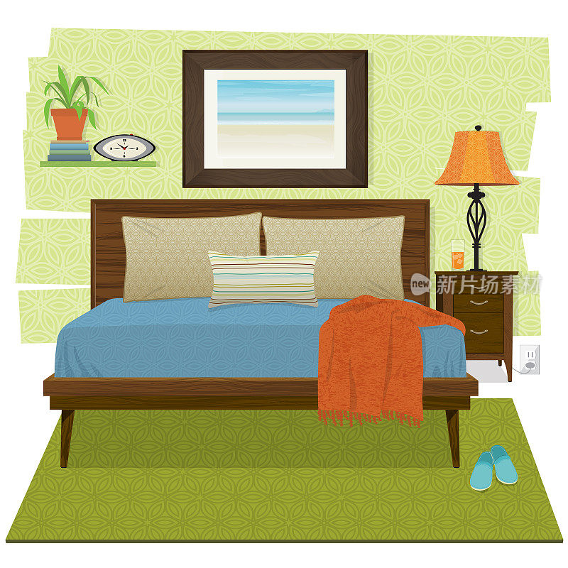 舒适的卧室场景与家庭装饰