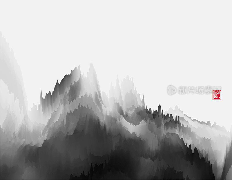 中国山水画风格艺术山水图案背景