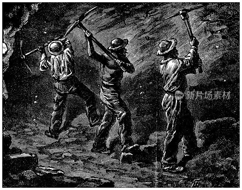 古董插图:煤矿工人