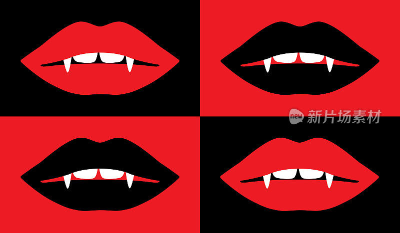 黑色和红色吸血鬼的嘴唇图标