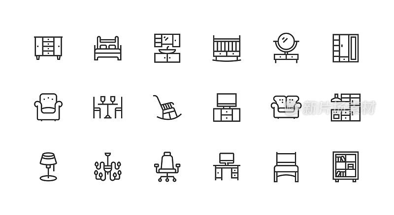 采购产品家具，衣柜，扶手椅，沙发，家图标设计