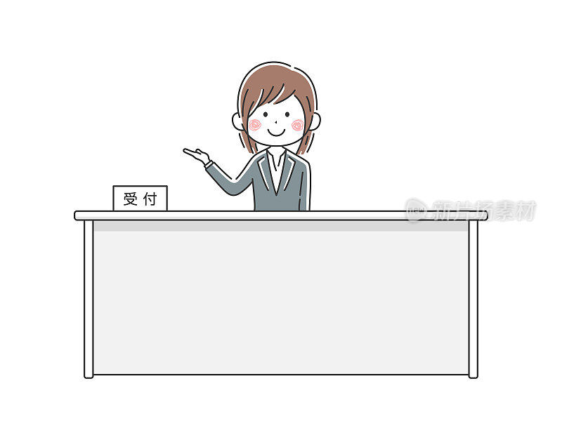 一个女员工作为接待员工作的插图。