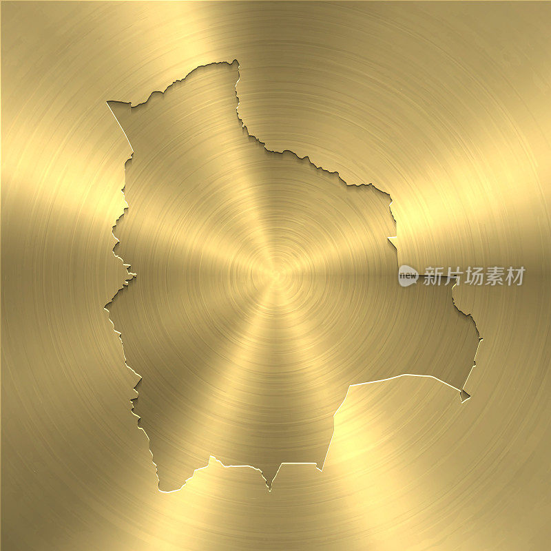 玻利维亚地图上的黄金背景-圆形拉丝金属纹理