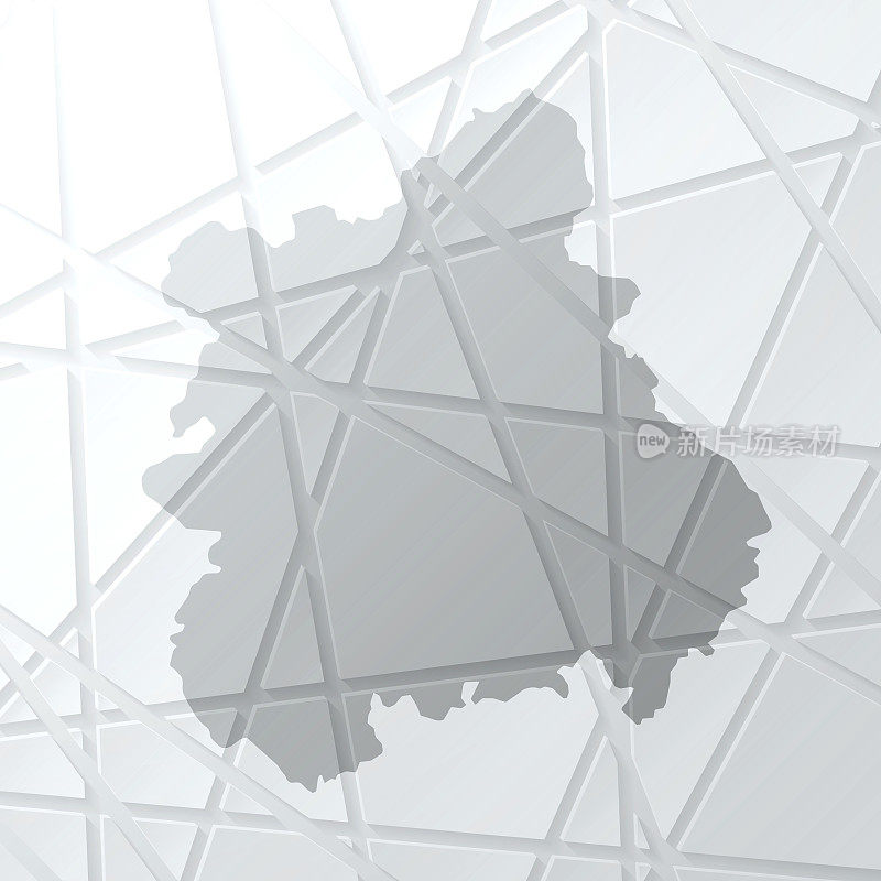 西米德兰兹地图与网状网络的白色背景