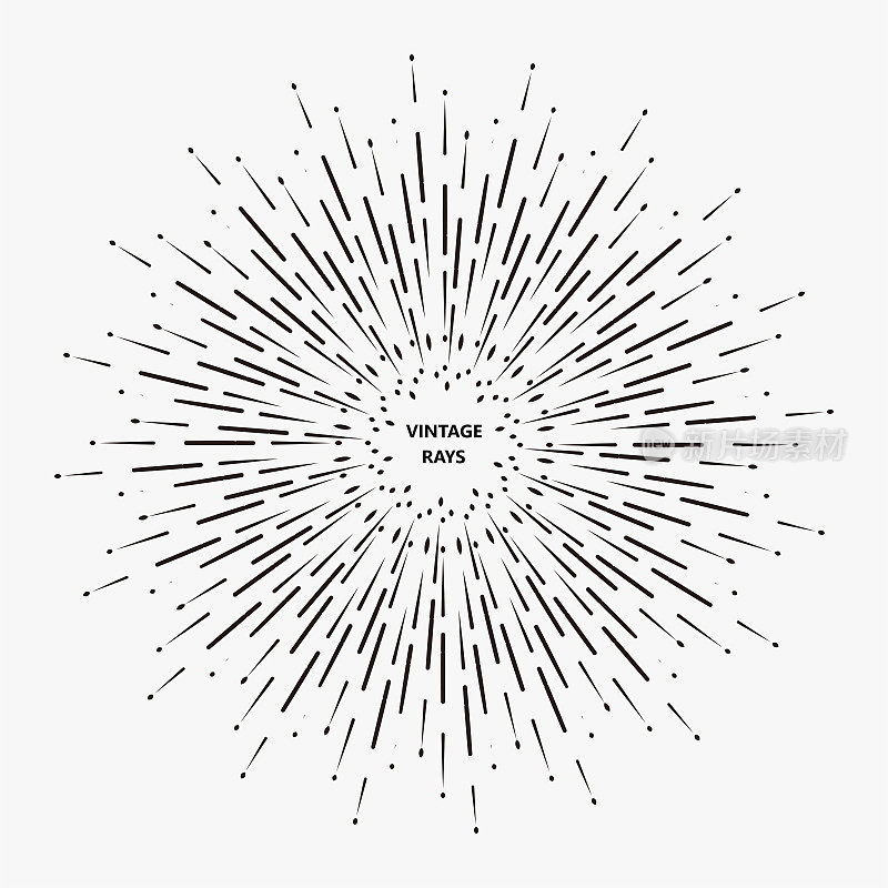 矢量极简主义辐射射线图案插图，抽象背景