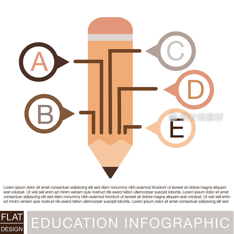 带文本和图标的铅笔教育信息图表