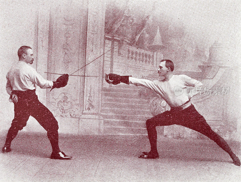 维也纳豪德根俱乐部击剑比赛，两个人在比赛