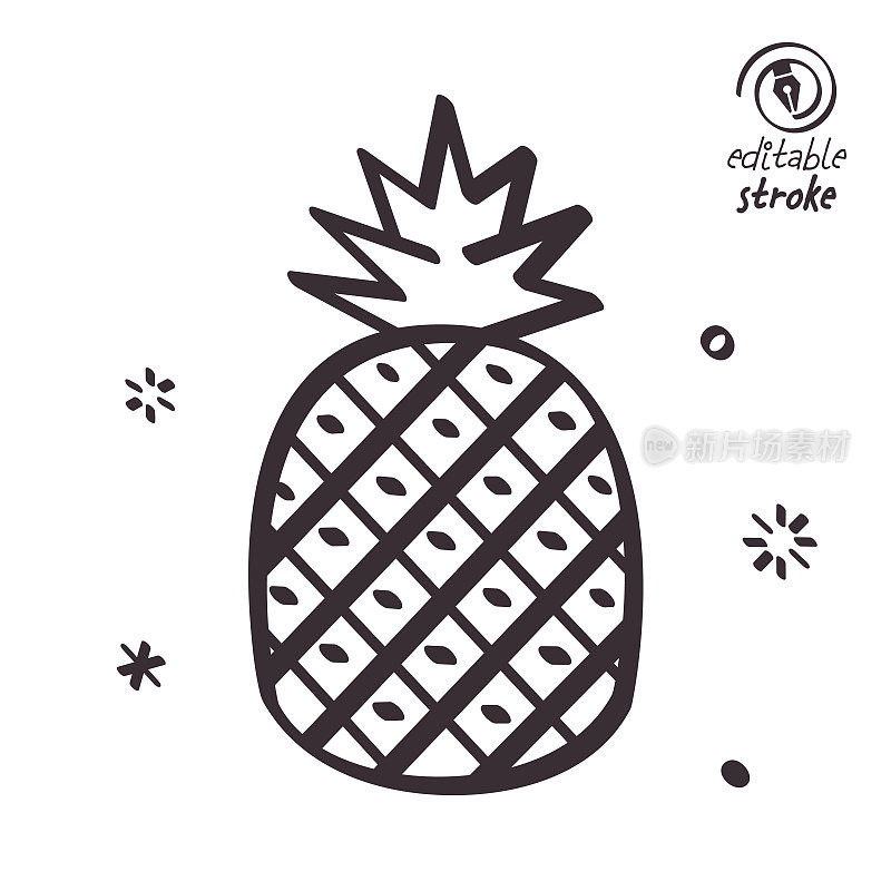 菠萝花蜜好玩的线条插图