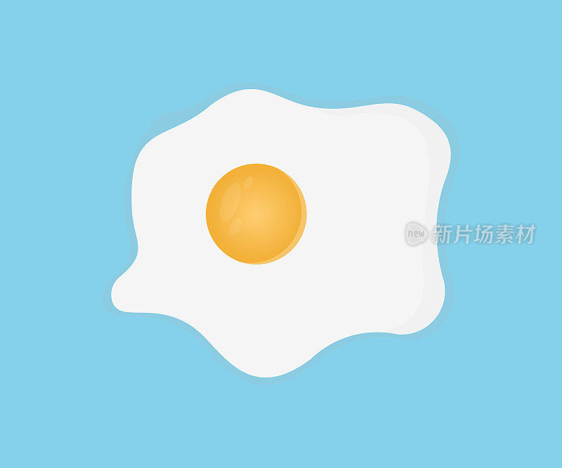 早餐有鸡蛋、煎蛋、新鲜鸡蛋。烹饪概念，白鸡蛋和黄蛋黄矢量设计和插图。