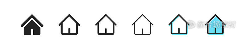 房子图标。矢量象征家。简单的小屋轮廓图标。房子的图标。建筑网络图标。