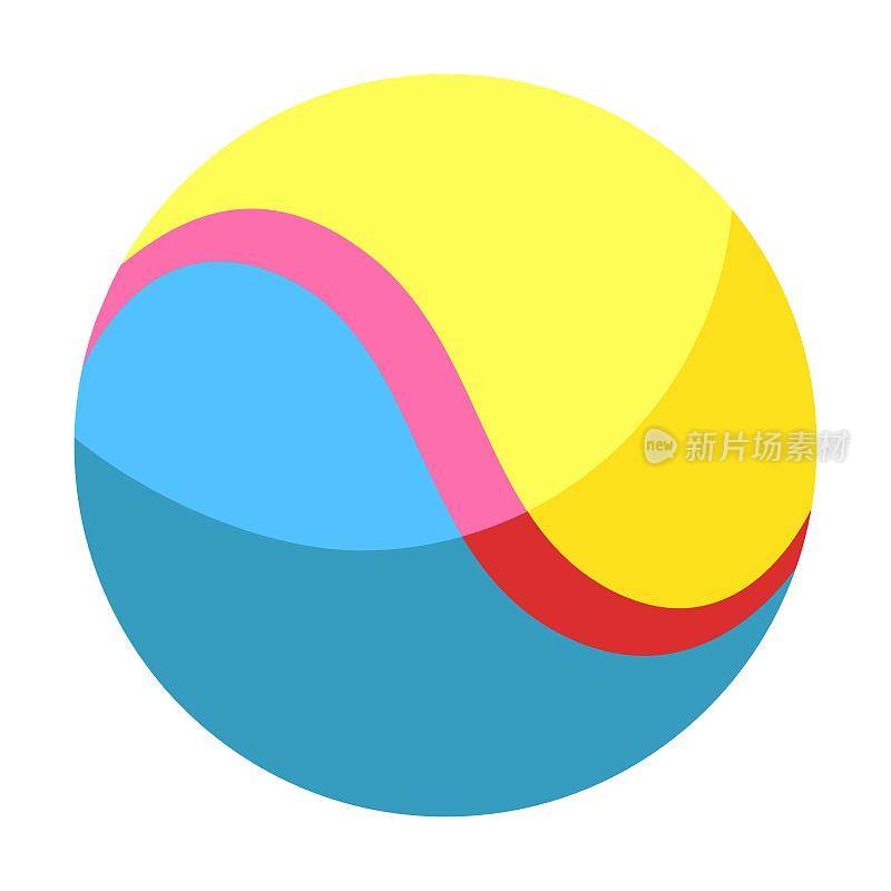 橡胶球，彩色玩具儿童矢量插图。婴儿玩具孤立的白色背景