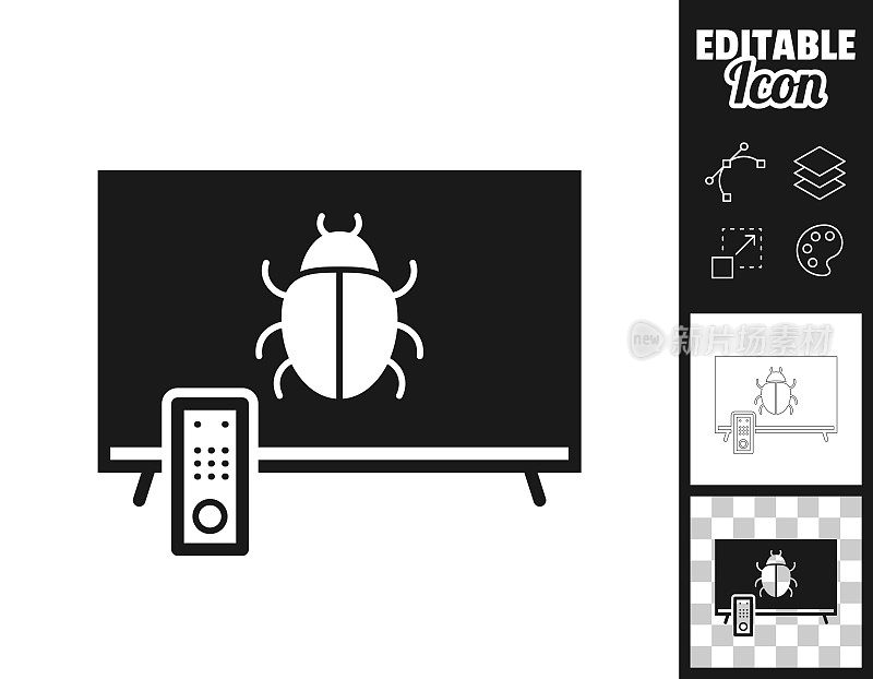 电视与错误。图标设计。轻松地编辑
