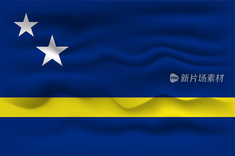 挥舞着库拉索岛的国旗。矢量插图。