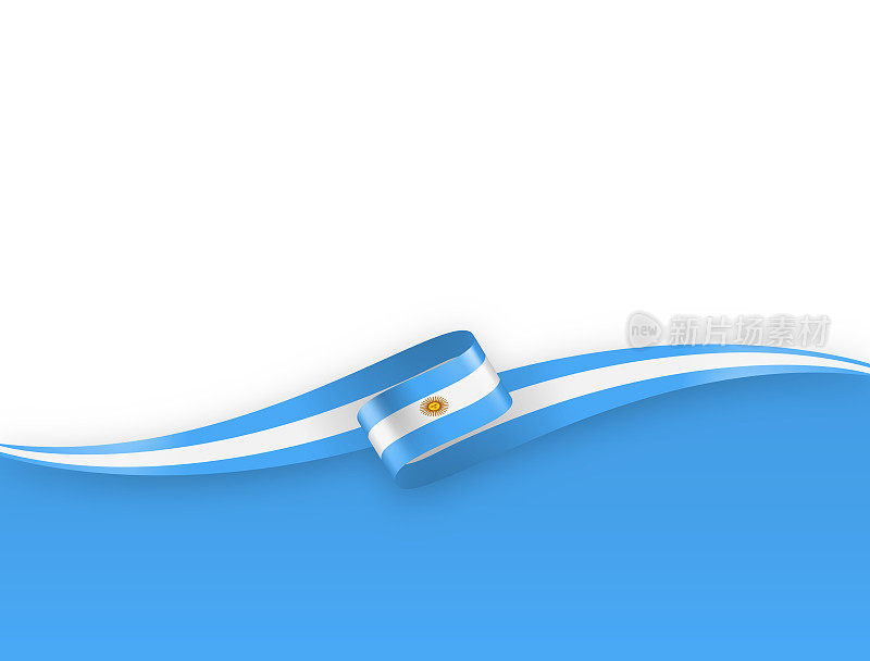 阿根廷国旗丝带。背景上的阿根廷国旗长旗。模板。复制空间。矢量股票插图