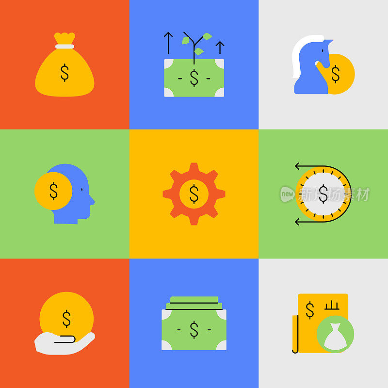投资图标集。可编辑的中风。像素完美。