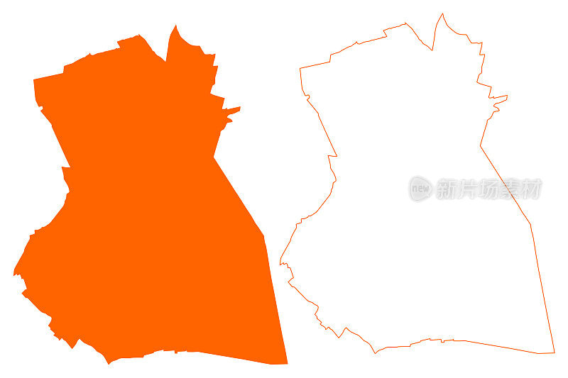 马霍斯特自治区(荷兰王国，荷兰，北布拉班特省或北布拉班特省)地图矢量插图，涂鸦草图地图