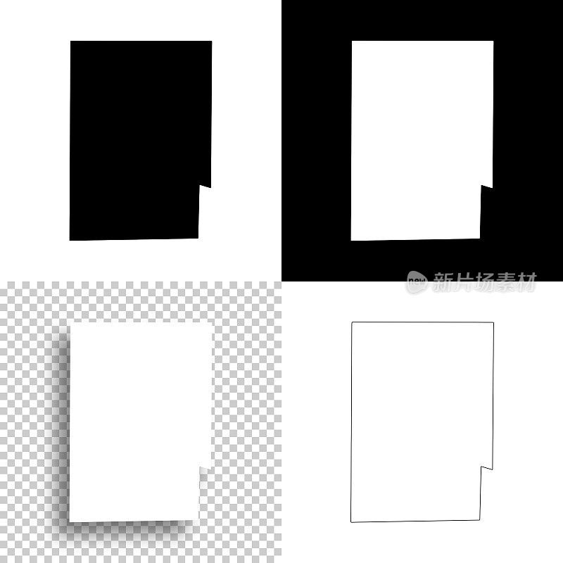 得克萨斯州斯特林县。设计地图。空白，白色和黑色背景
