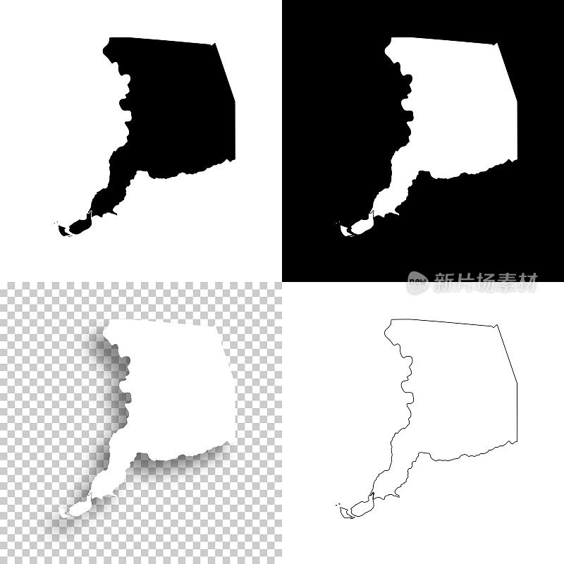 加州萨克拉门托县。设计地图。空白，白色和黑色背景