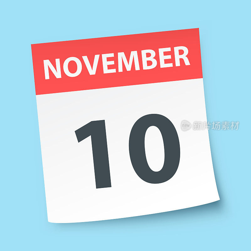 11月10日-蓝色背景的每日日历