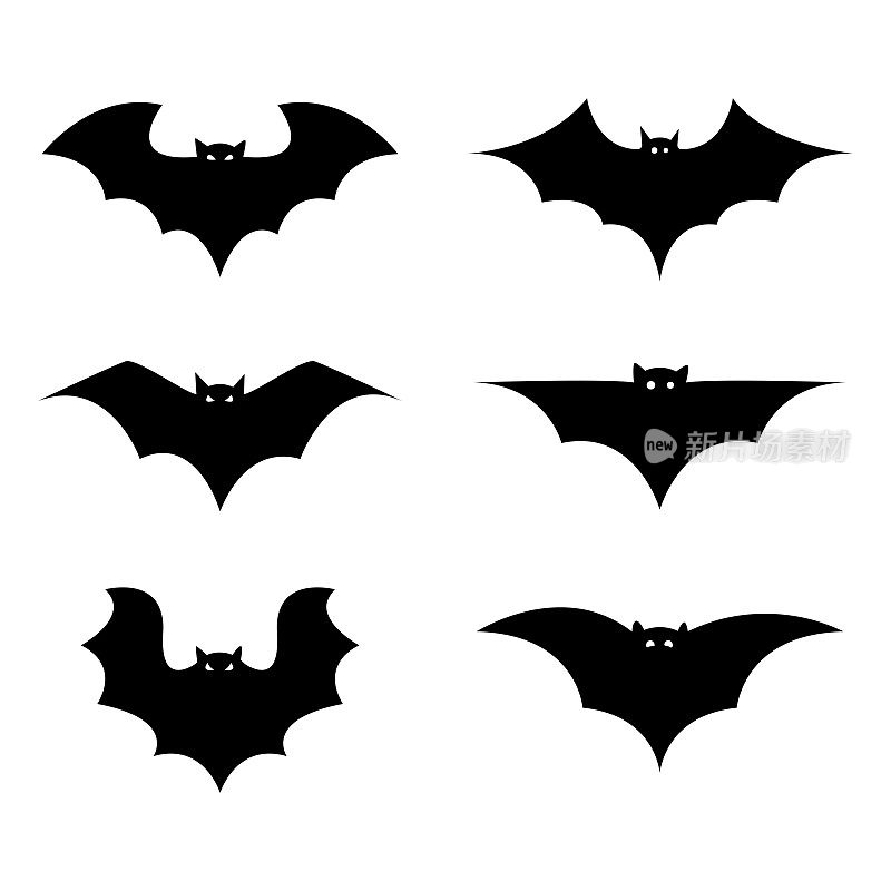 蝙蝠轮廓矢量设计集。