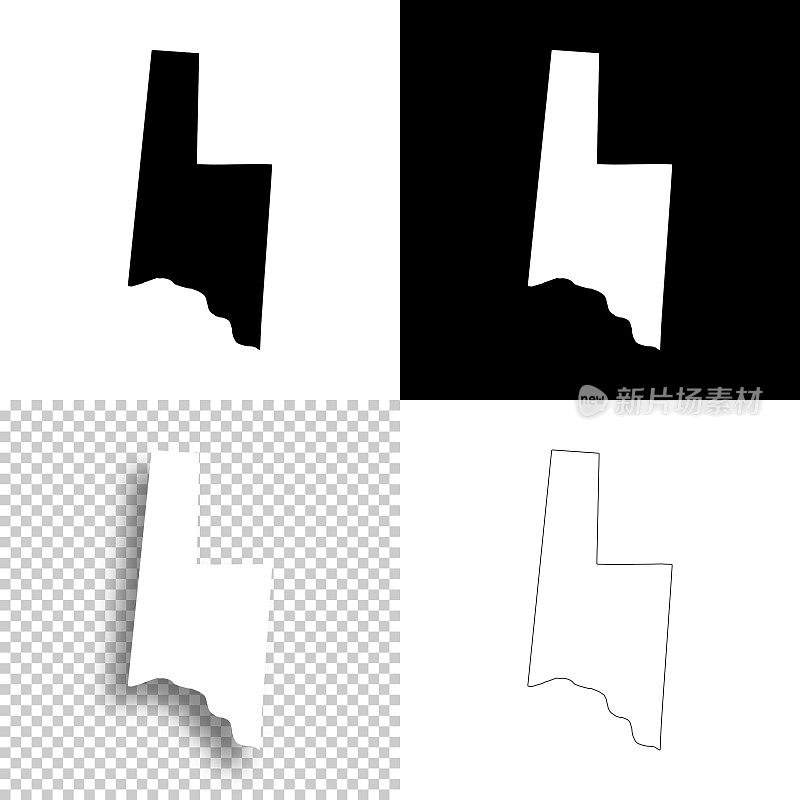 布朗县，俄亥俄州。设计地图。空白，白色和黑色背景