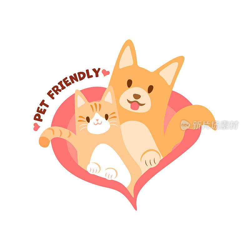 宠物友好,可爱的猫和可爱的狗。
