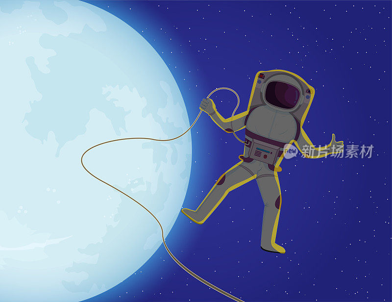 宇航员在月球前。